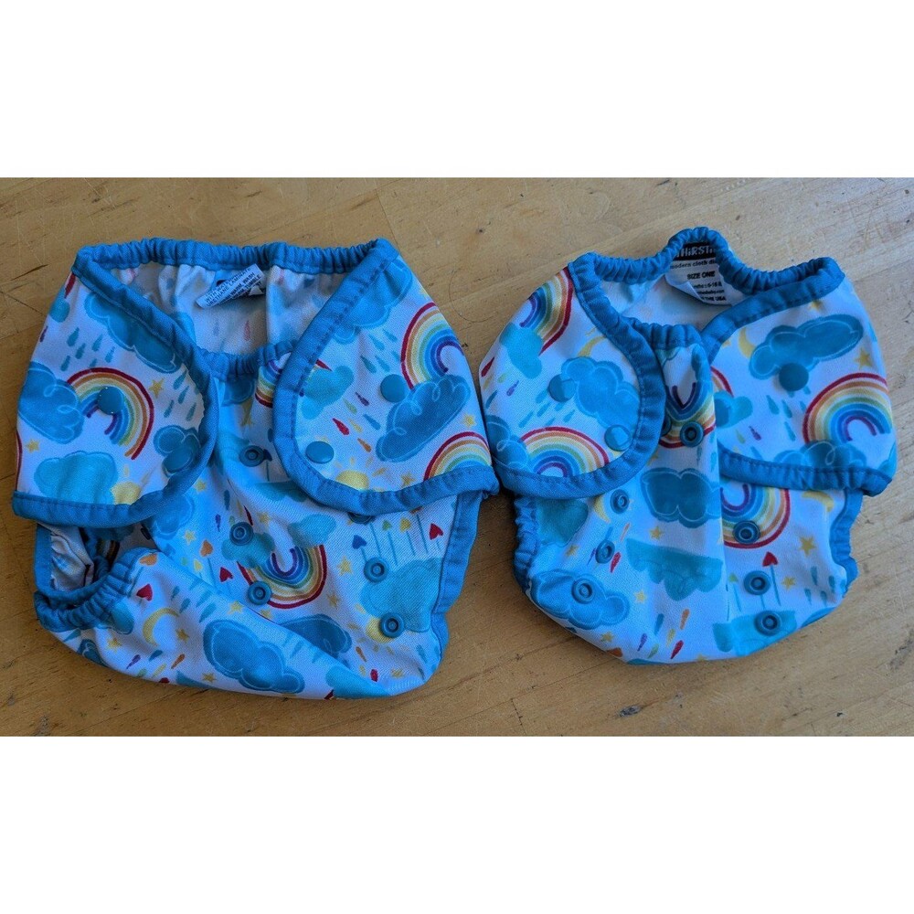 Thirsties Cloth Diaper Covers Set Rainbow Clouds Size One & Two